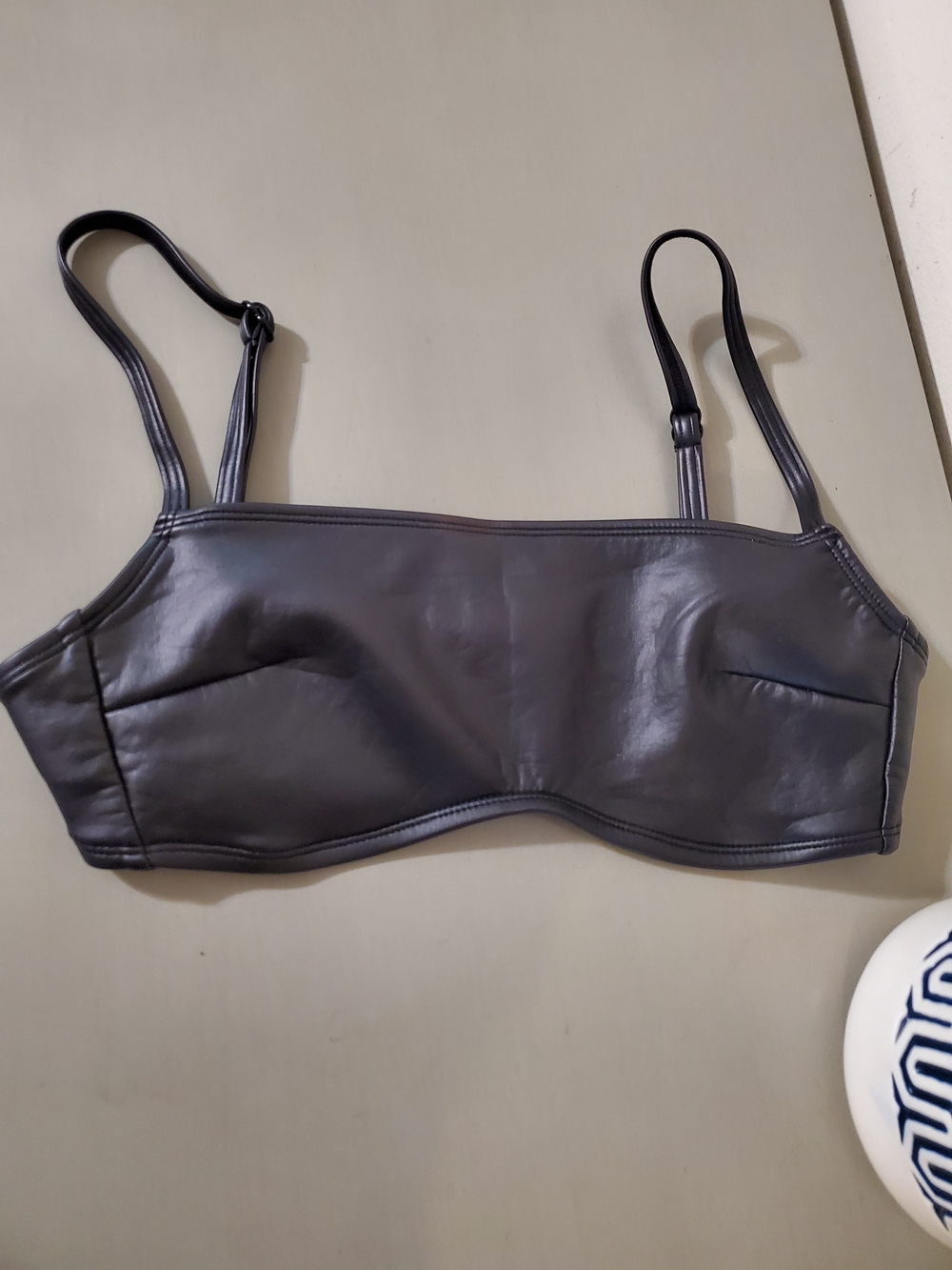 Y2k Faux Leather Black Bralette Top